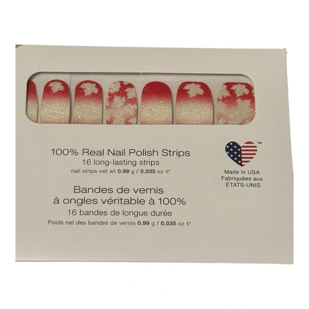 Color Street Majestic Maple Nail Strips - Red and Silver Glitter